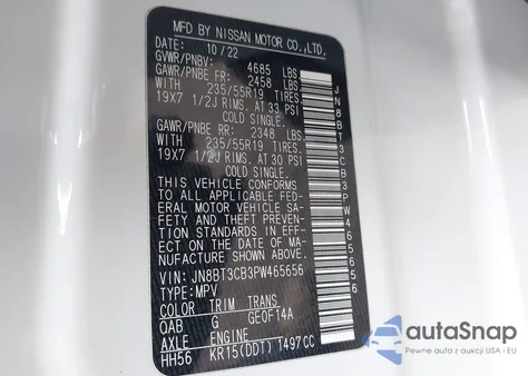 2023 Nissan Rogue Sl Intelligent Awd из США, поврежденный, VIN JN8BT3CB3PW465656